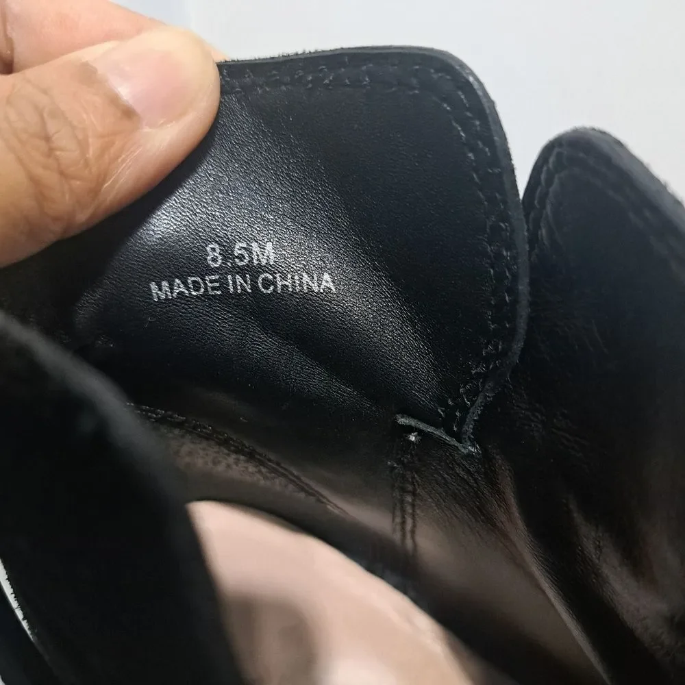Kate Spade Taley Logo Bow Gothic Western Pull On Leather Suede Ankle Bootie 8.5